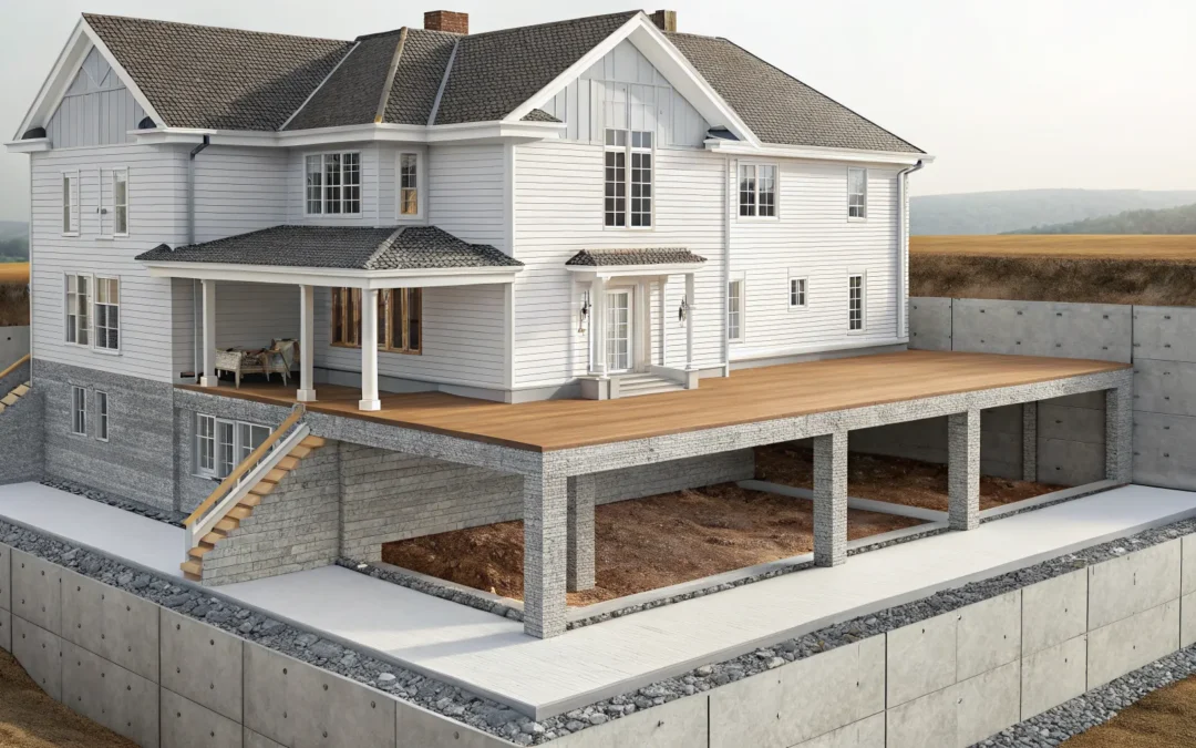 A new crawl space foundation used to determine the cost per square foot.