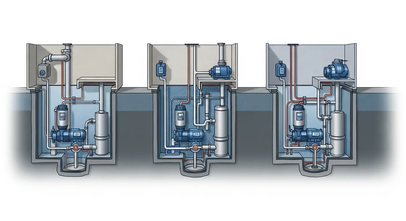 Comparison of sump pump protection tiers from basic single pump to triple pump system